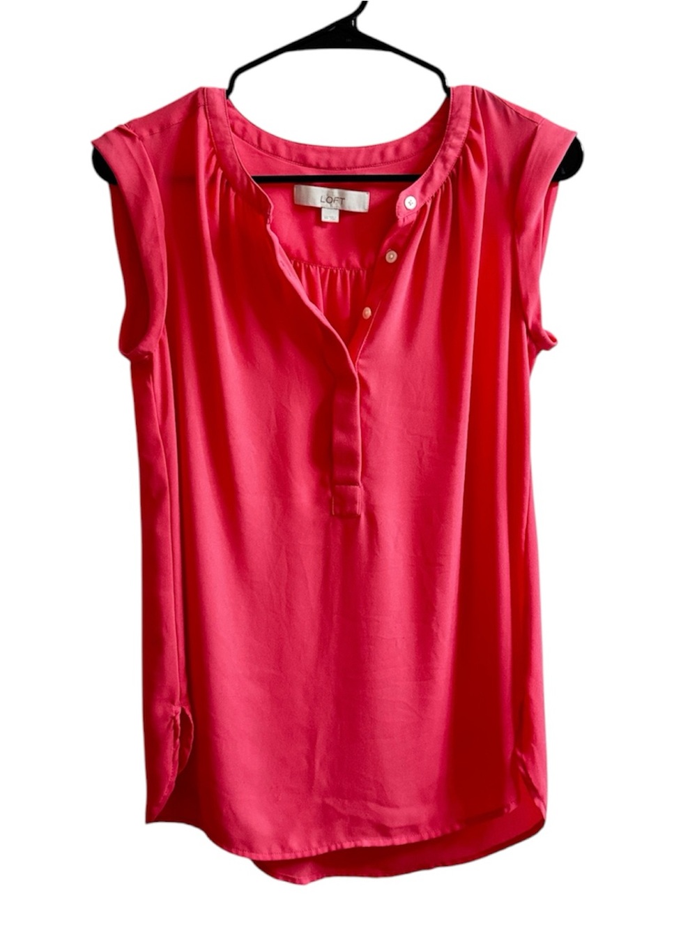 LOFT Salmon Cap-Sleeve Henley Blouse